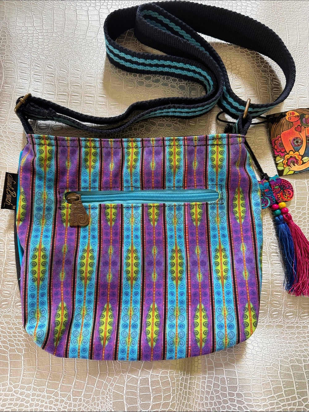 Laurel Burch NWT Colorful Cat Print Crossbody Bag - Picture 3 of 7